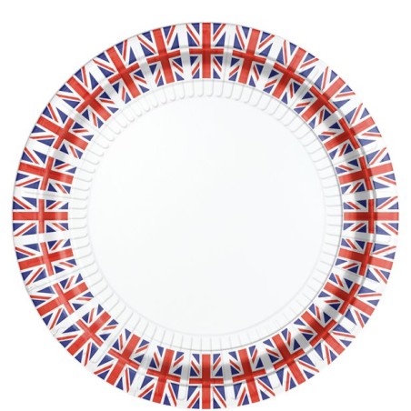 8 ASSIETTES RONDES DRAPEAU LONDON 23 CM 