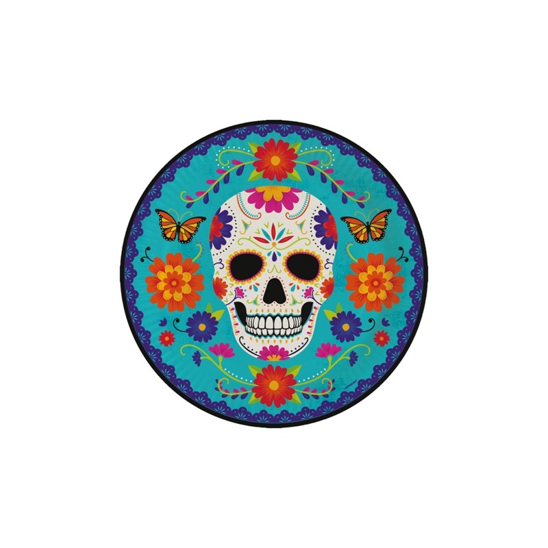 8 ASSIETTES RONDES ECO DAY OF THE DEAD 23 CM 