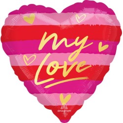 BALLON METALLIQUE COEUR MY LOVE 43 CM