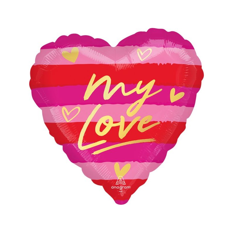 BALLON METALLIQUE COEUR MY LOVE 43 CM