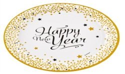 8 ASSIETTES ECO HAPPY NEW YEAR OR ET BLANC 23 CM 