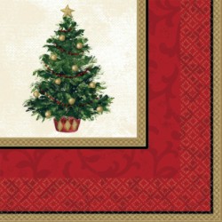 16 SERVIETTES SAPIN DE NOEL 33 X 33 CM 