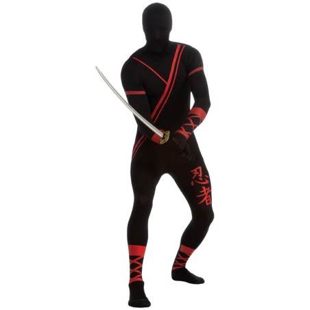 DEGUISEMENT COLLE A LA PEAU NINJA NOIR TAILLE M 