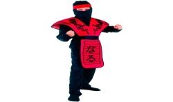 DEGUISEMENT NINJA NOIR ET ROUGE DRANGON TAILLE 4-6 ANS 