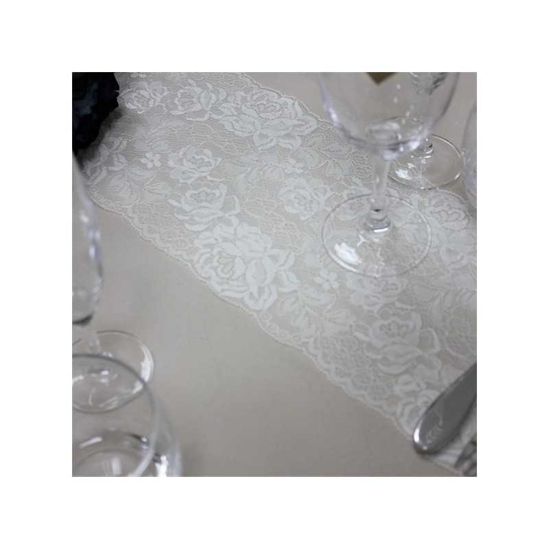 RUBAN DENTELLE COTON BLANC 18 CM X 3 M 