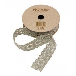 RUBAN COTON DENTELLE TAUPE 2 CM X 2 M 