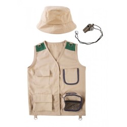 SET EXPLORATEUR CHAPEAU GILET A POCHES SIFFLET BOUSSOLE