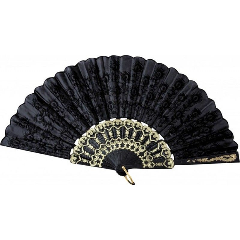 EVENTAIL BRODE NOIR 45 CM  EVENTAIL BRODE NOIR 45 CM