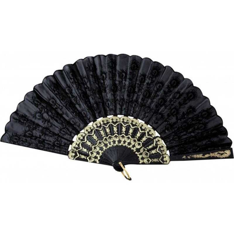 EVENTAIL BRODE NOIR 45 CM 