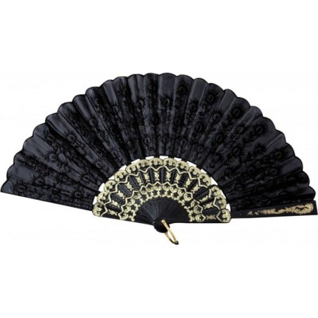 EVENTAIL BRODE NOIR 45 CM 