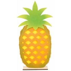 CENTRE DE TABLE ANANAS FEUTRE SUR PIED BOIS 27 X 7 X 54.5 CM