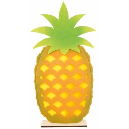 CENTRE DE TABLE ANANAS FEUTRE SUR PIED BOIS 27 X 7 X 54.5 CM 