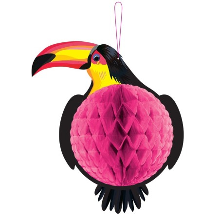 DECORATION NID D'ABEILLE A SUSPENDRE TOUCAN 22 X 33 CM