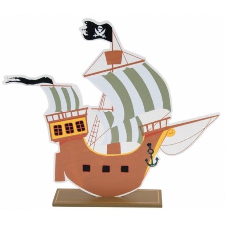 CENTRE DE TABLE BATEAU DE PIRATE 25 X 29 CM 
