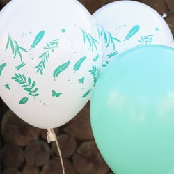 6 BALLONS LATEX  FEUILLES TROPICALES 30 CM