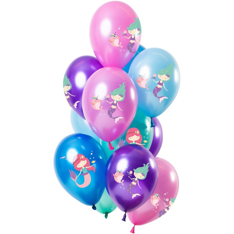 12 BALLONS LATEX  SIRENE METALLIQUE 30 CM 