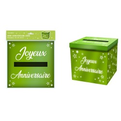 URNE JOYEUX ANNIVERSAIRE VERTE 20 X 20 X 20 CM 