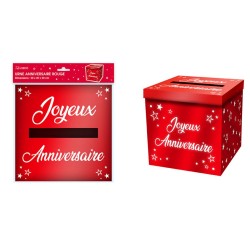 URNE JOYEUX ANNIVERSAIRE ROUGE 20 X 20 X 20 CM 