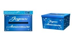 URNE JOYEUX ANNIVERSAIRE BLEU 20 X 20 X 20 CM 