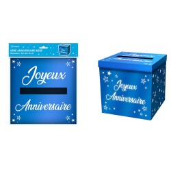 URNE JOYEUX ANNIVERSAIRE BLEU 20 X 20 X 20 CM 