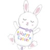 BALLON METALLIQUE LAPIN BLANC HAPPY EASTER 97 CM 