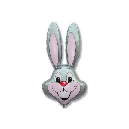 BALLON METALLIQUE TETE DE LAPIN   81 CM