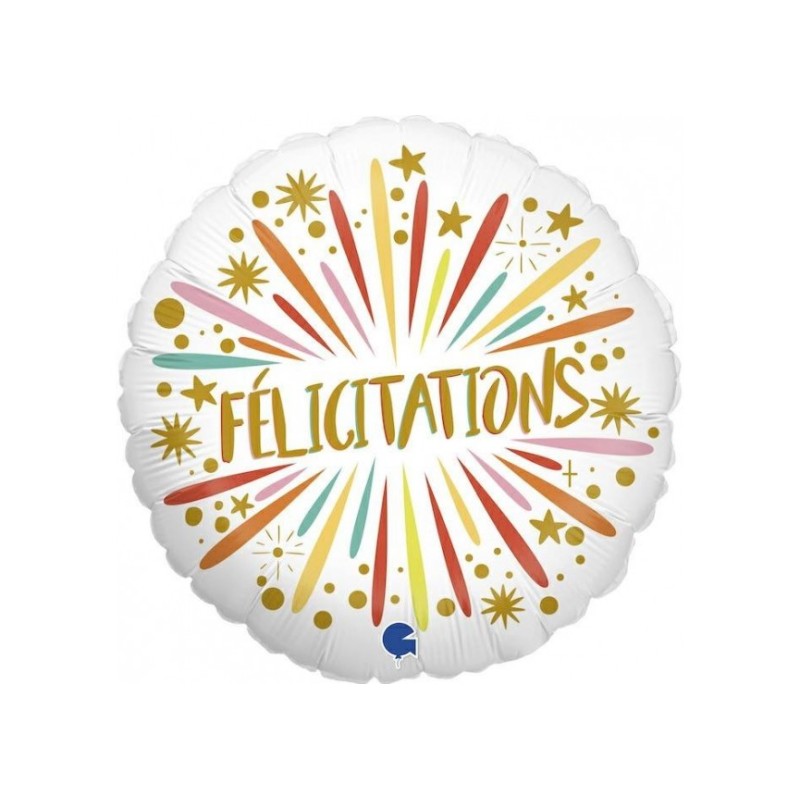 BALLON METALLIQUE ROND FELICITATIONS 46 CM 