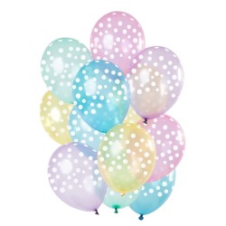 12 BALLONS MULTICOULEUR AVEC POINT BLANC 33 CM 