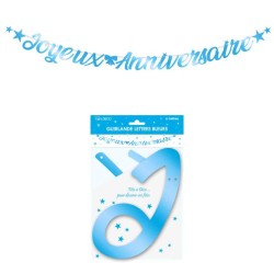 GUIRLANDE JOYEUX ANNIVERSAIRE LETTRES BLEU 6 METRES 