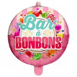 BALLON METALLIQUE ROND  BAR A BONBON  45 CM 