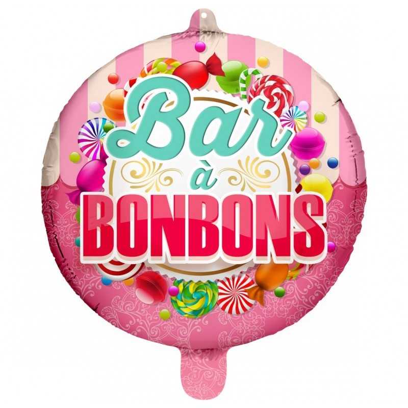 BALLON METALLIQUE ROND BAR A BONBON 45 CM
