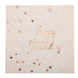 16 SERVIETTES HAPPY BIRTHDAY ROSE ET ROSE GOLD 33 X 33 CM 