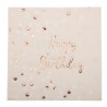 16 SERVIETTES HAPPY BIRTHDAY ROSE ET ROSE GOLD 33 X 33 CM 