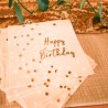 16 SERVIETTES HAPPY BIRTHDAY ROSE ET ROSE GOLD 33 X 33 CM 