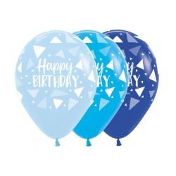 25 BALLONS LATEX 30 CM HAPPY BIRTHDAY BLEU ASSORTIS 