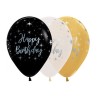 25 BALLONS LATEX 30 CM HAPPY BIRTHDAY ASSORTIS METALLIQUE