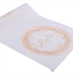 CHEMIN DE TABLE TISSU BAPTEME BLANC 28 CM X 5 M 