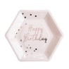 8 ASSIETTES ROSE ET CONFETTIS OR  HAPPY BIRTHDAY 23 CM  8 ASSIETTES ROSE ET CONFETTIS OR  HAPPY BIRTHDAY 23 CM