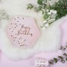 8 ASSIETTES ROSE ET CONFETTIS OR  HAPPY BIRTHDAY 23 CM  8 ASSIETTES ROSE ET CONFETTIS OR  HAPPY BIRTHDAY 23 CM