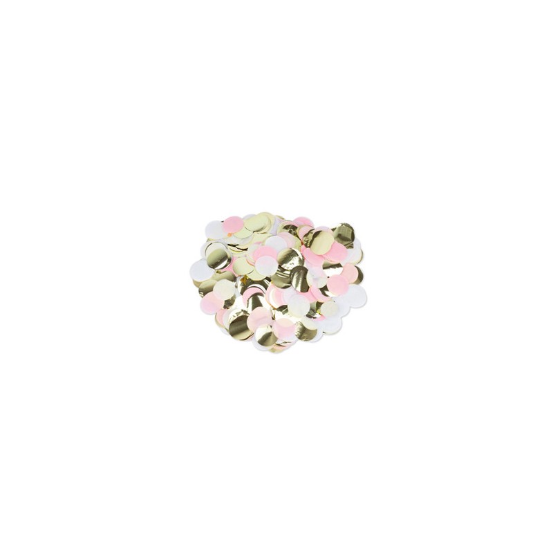 CONFETTIS PAPIER ROSE, BLANC ET OR 3 CM  36 G 