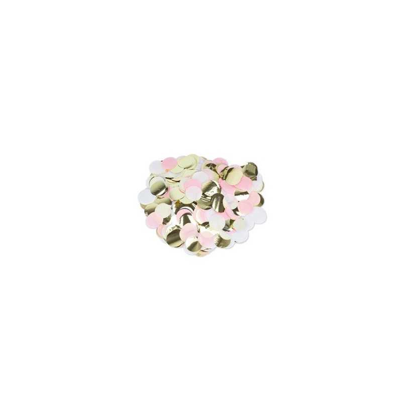 CONFETTIS PAPIER ROSE, BLANC ET OR 3 CM 36 G 