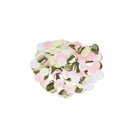 CONFETTIS PAPIER ROSE, BLANC ET OR 3 CM  36 G 