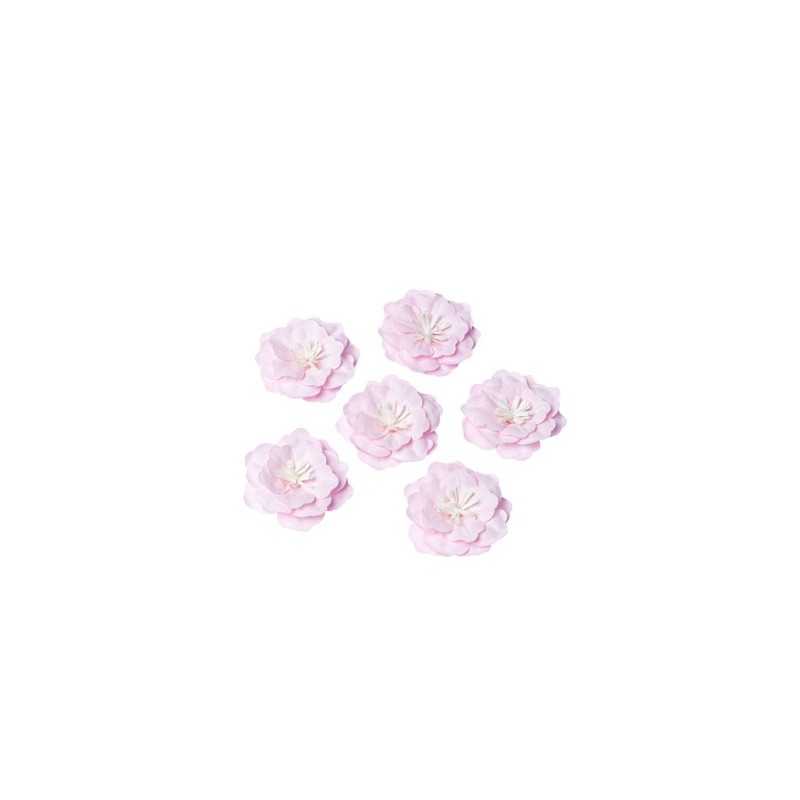 6 JOLIES FLEURS ADHESIVES ROSE ET BLANC 5 CM 