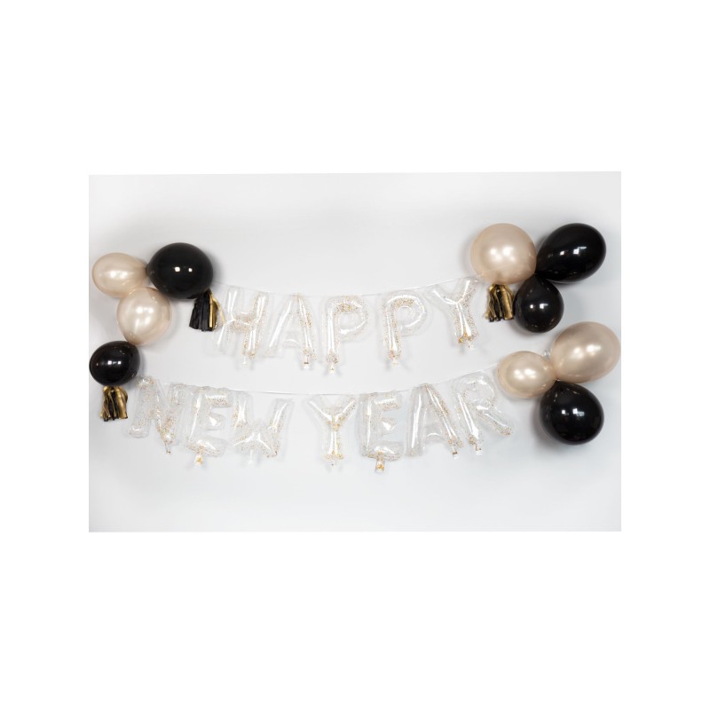 GUIRLANDE BALLON TRANSPARENT HAPPY NEW YEAR 