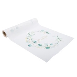 CHEMIN DE TABLE BLANC AVEC FLUILLAGES 28 CM X 5 M 