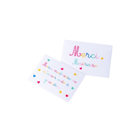 CARTE ET ENVELOPPE MERCI MAITRESSE 