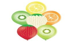 6 BALLONS LATEX FRUITS 11" 30 CM 