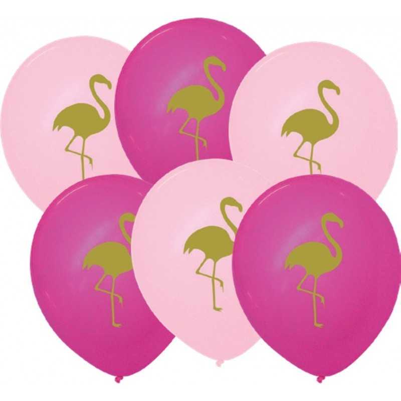 6 BALLONS LATEX FLAMANT ROSE 11" 30 CM 