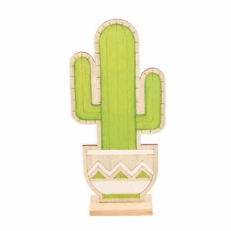 CACTUS EN BOIS SUR BASE 7 X 4 X 15 CM 