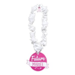 COLLIER FLEURS BLANCHES EVJF J'ENTERRE MA VIE DE JEUNE FILLE